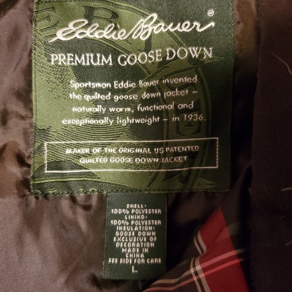 Eddie Bauer Goose Down Vest Large Tartan Plaid - Picture 3 of 4